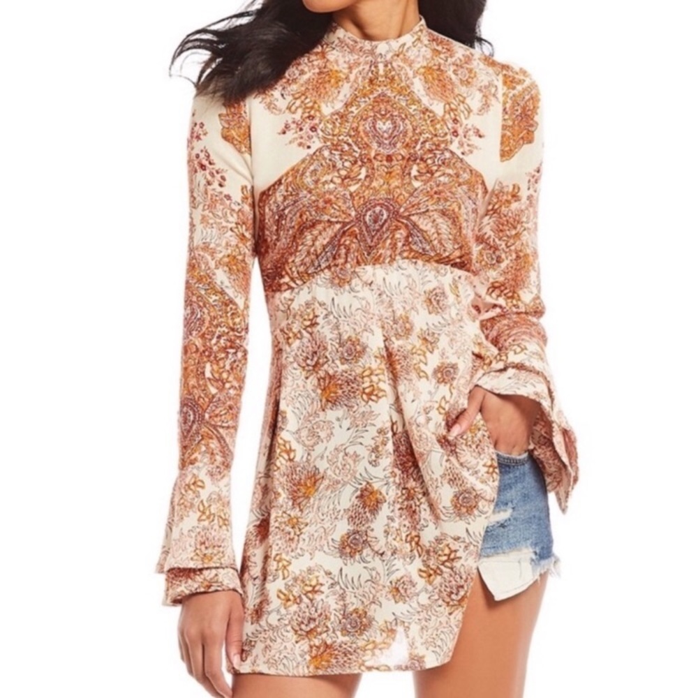 Free People Lady Luck Boho Tunic Ivory Combo M - Picture 2 of 16